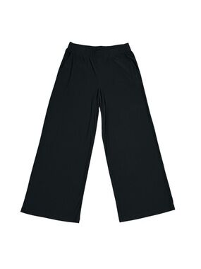 Black Stretchy Wide-Leg Pants | Comfy Slinky Lounge Trousers